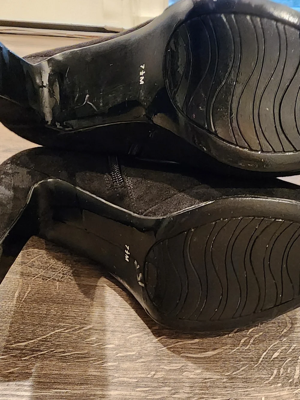 IMPO Black Suede Ankle Boots Silver Hardware Block Heel 7.5